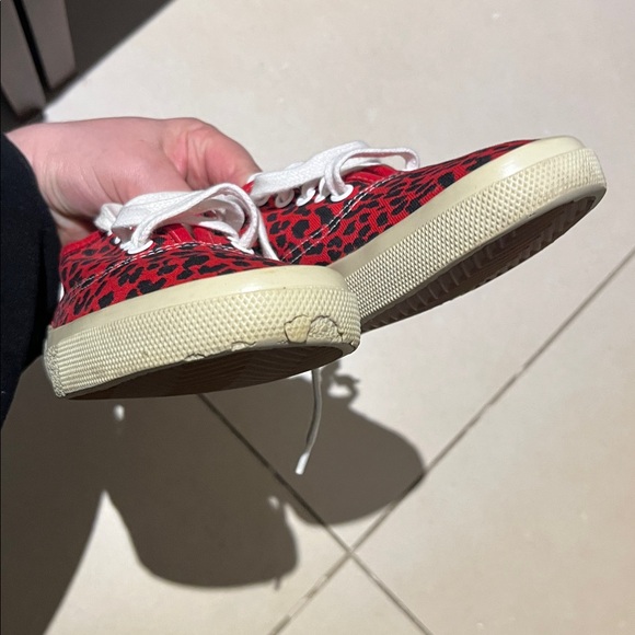 Saint Laurent Paris Red/Black Leopard Print Canvas Skate Low Top Sneakers - Picture 11 of 16